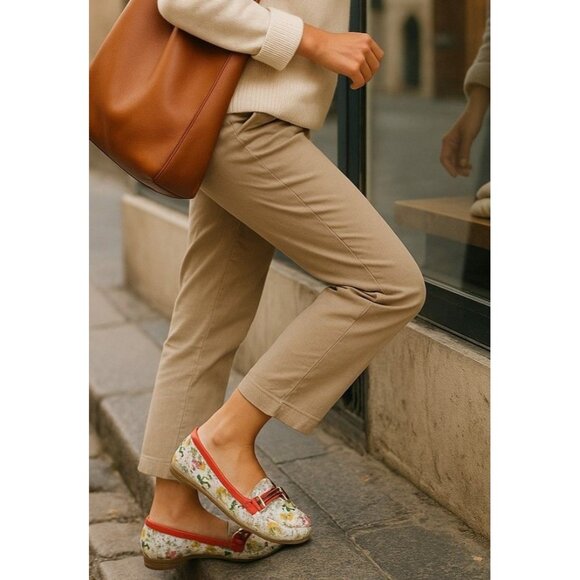 Ros Hommerson Shoes - Ros Hommerson Floral Leather Loafers With Silver Buckle Accent Size 8.5